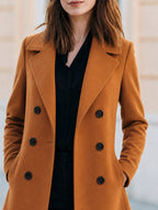 Classic Double-Breasted Mid-Length Wool Blend Coat