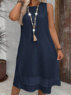 Women'S Solid Color Sleeveless Round Neck Casual Loose Midi Dress