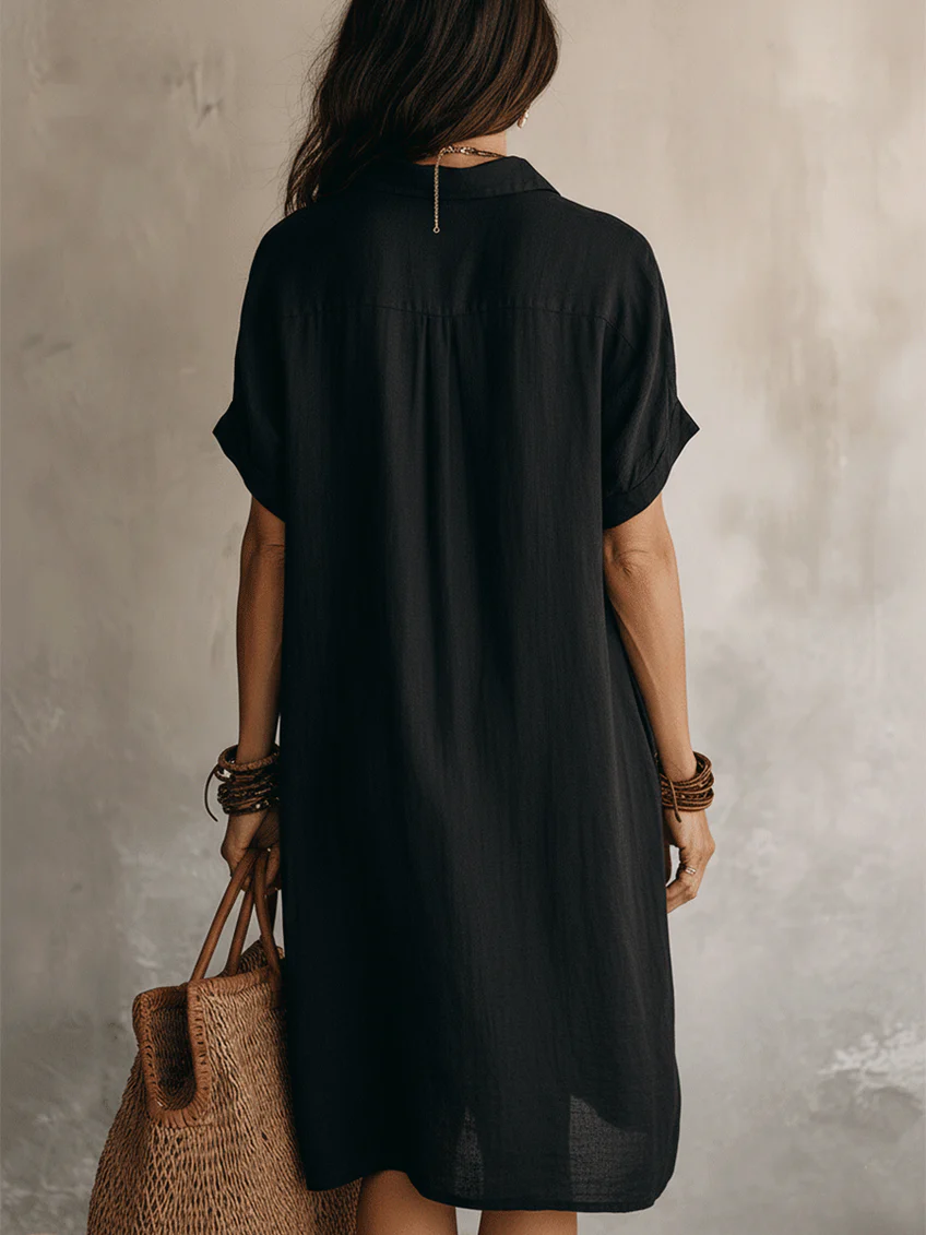 Minimalist Basic Shirt Linen Cotton Mini Dress