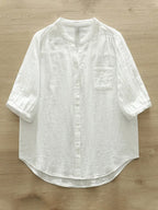 Women's Simple Solid Color Linen Blend Casual Shirt