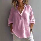 Women's Retro V Neck Cotton Linen Comfy Shirt