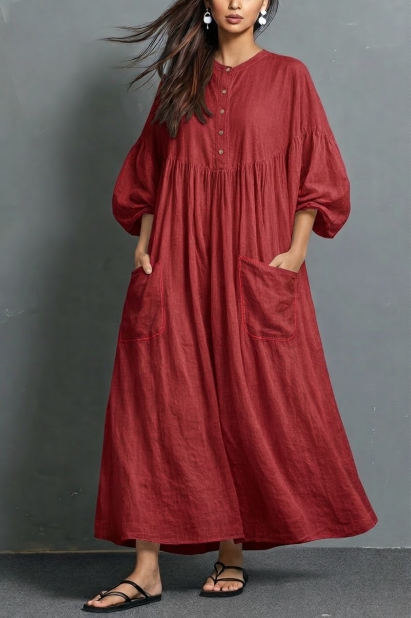 Casual Linen And Cotton Dress