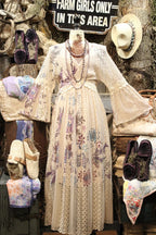 Lead Singer Beige Embo Flower Maxi Dress