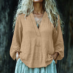 Vintage Elegant Art Linen V Neck Shirt