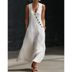 📢📢30% OFF !!!⏰Women's Sleeveless V-Neck Maxi Dress with Pockets