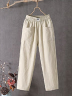 Casual Plain Natural Ankle Pants Straight Pants