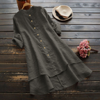 Button Through High Low Hem Shirt Dress