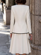 Contrast Trim Jacket And Sleeveless Midi Dress Set