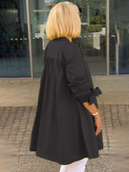 Solid Color Long Cotton Shirt Jackets Women Swing Shap Flattering