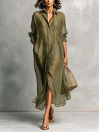 Women's Solid Color Art Casual Stylish Cotton Linen Dress