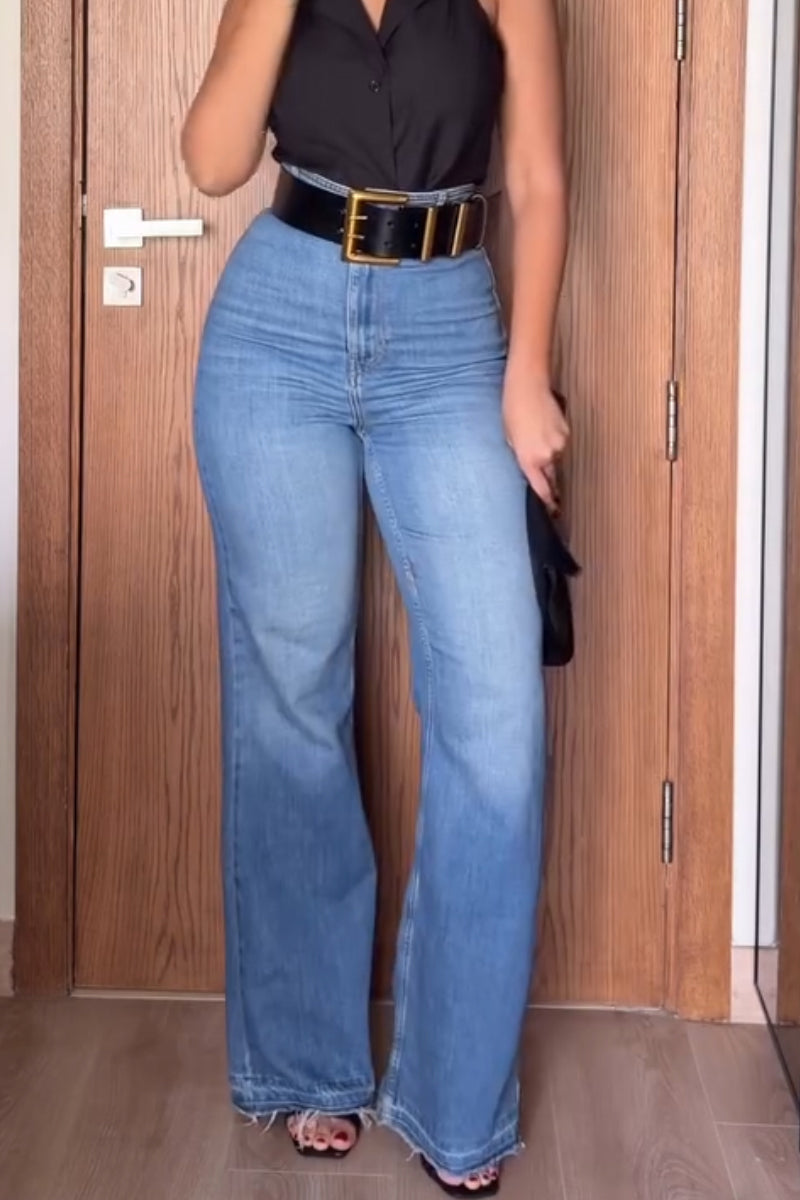 Women's High Waisted Washed Casual Jeans