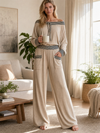 Modern Boho Pocket Detail Two-Piece Pants Set