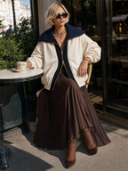 Sport Luxe Contrast Collar Bomber Jacket