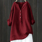 Vintage Button Cotton Linen V Neck Comfy Shirt