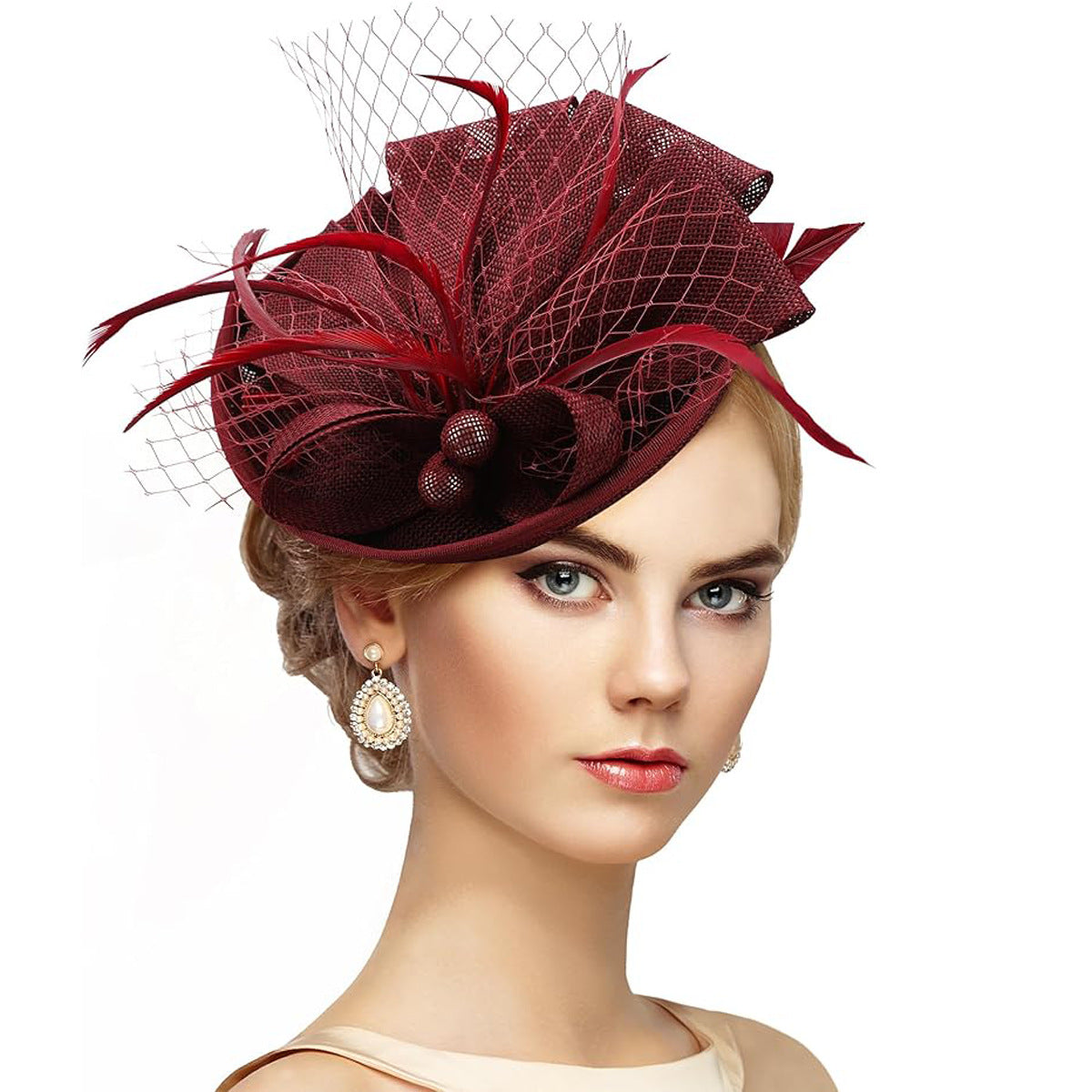 Retro Elegant Feather Headdress Horse Racing Festival Hat