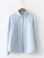 Women's Simple Solid Color Linen Blend Classic Shirt