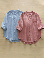 Women's Simple Solid Color Linen Blend Casual Shirt