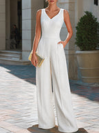 Elegant Sleeveless Longline Vest And Jumpsuit Two-Piece Set