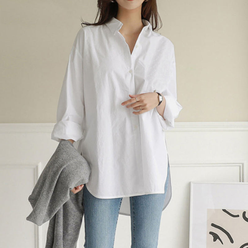 Solid Color Long Sleeve Loose Casual Shirt