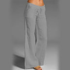 Women's Casual Solid Color Cotton Wide-Leg Pants