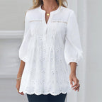 Women's Lace Openwork Lantern Sleeve Blouse