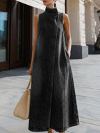 Women's Stand-collar Sleeveless Loose-fit Casual Denim Dress