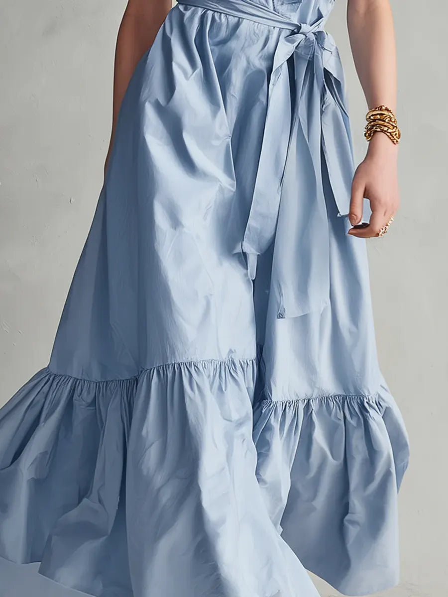 Women's Retro Ruffled Art Casual Stylish Sleeveless Cotton Linen Dress
