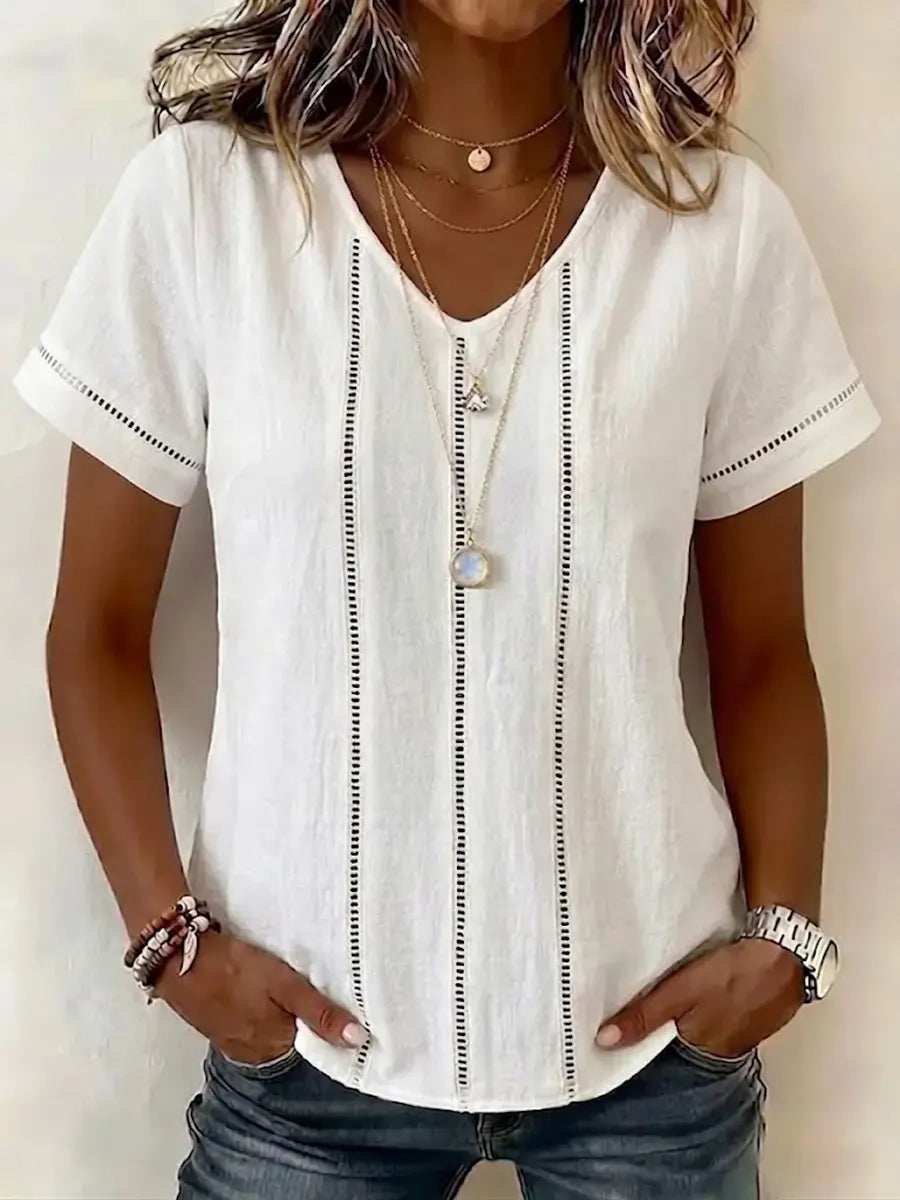 Simple Hollow-out Decorative Cotton Linen Top