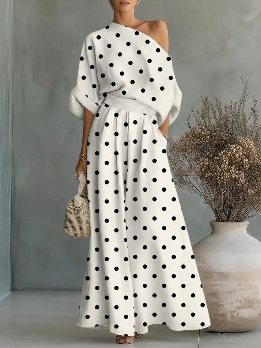 Women's Retro Polka Dot Stylish Art Casual Cotton Maxi Dress