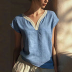 Boho Vintage Lace V-neck Cotton Blend Shirt