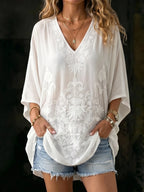 Women's Fashion Casual V-neck Printed Tunic Top