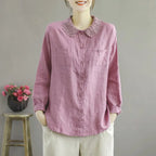 Vintage Women's Cotton Linen Lace Casual Shirt