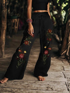 Women's floral print casual trousers