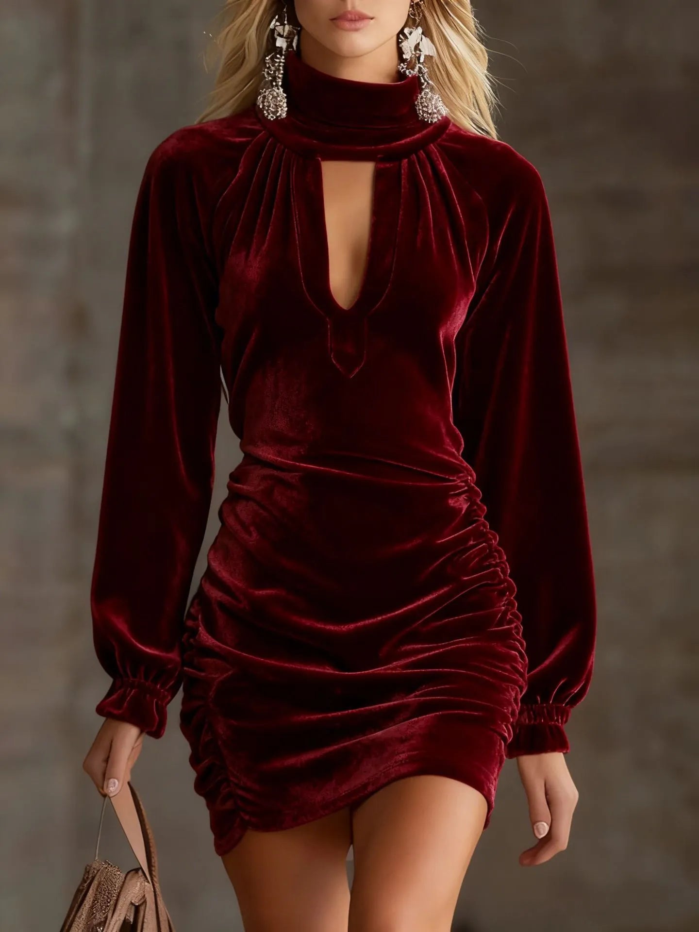 Retro High-end Velvet Material Body-hugging Dress