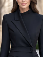 Asymmetric Lapel Decorative Waist-Tab Blazer
