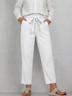 Women's 100% Cotton High-waisted Straight-leg Pants