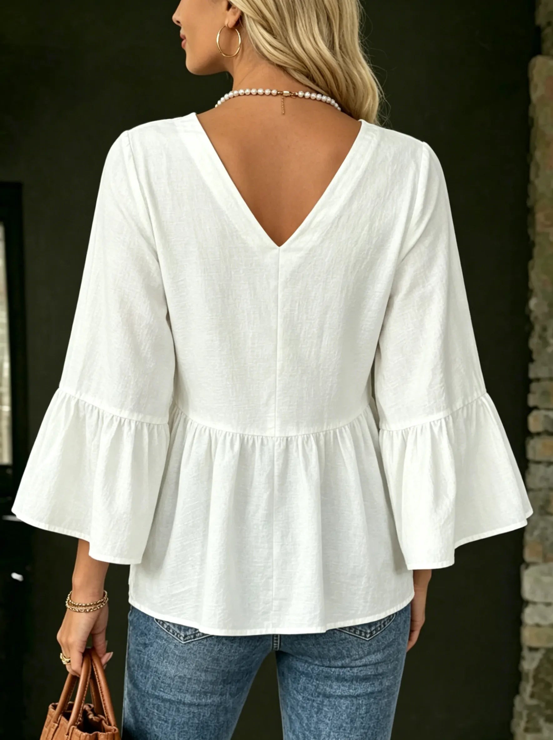 Women's Casual V-neck Ruffle Sleeve