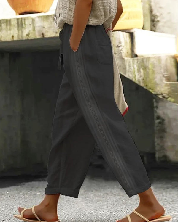 Casual Cotton Pocket Pants