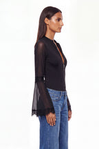 Quinn Lace Flare Sleeve Zip Shirt