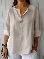 Women's Casual Solid Color Cotton Shirt