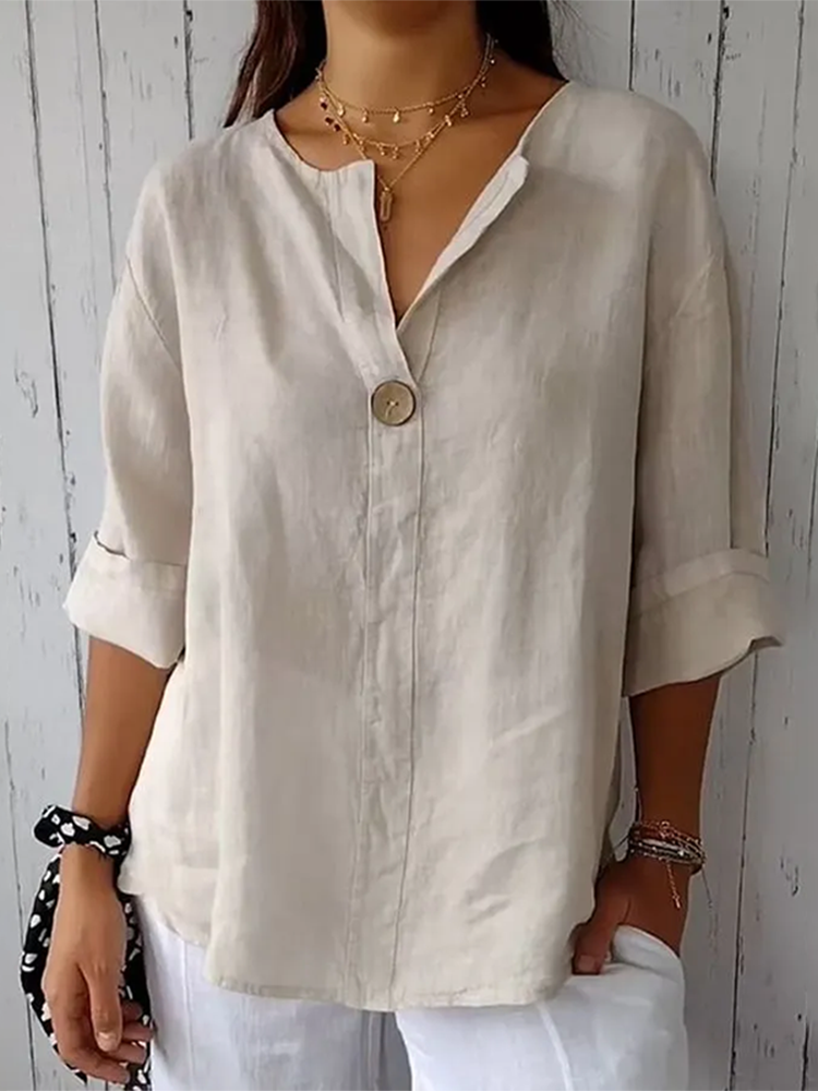 Women's Casual Solid Color Cotton Shirt