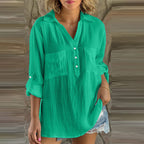 Solid Color Long Sleeve Casual Blouses
