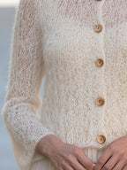 Ivory Mohair Textured Knit Cardigan