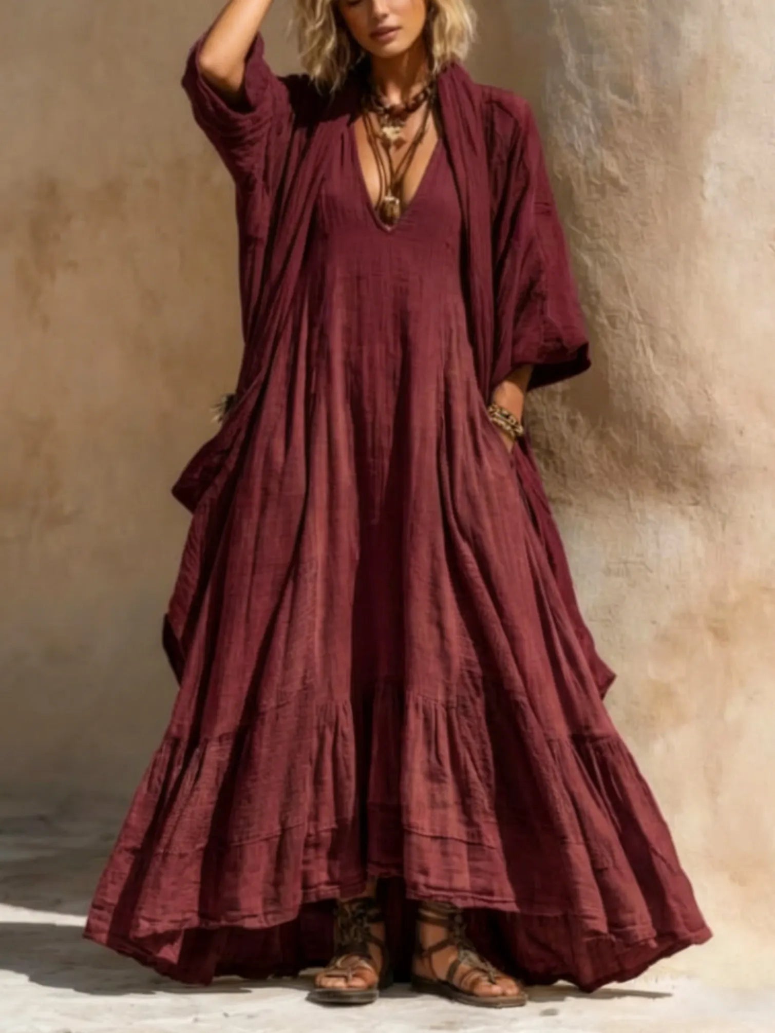 Bohemian Romantic Dress Cardigan Cotton Linen Two-piece Set