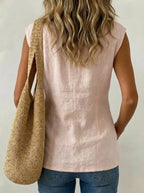 Women's Causal V-neck Sleeveless Twist Cotton Top