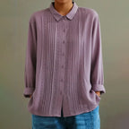 Women's Casual Shirt Button Up Lace Linen Blend Blouse