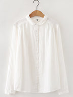 Women's Vintage Simple Linen Blend Long Sleeve Shirt