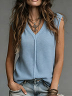 Women's Cozy Minimalist Solid-color V-neck 100% Cotton Vest