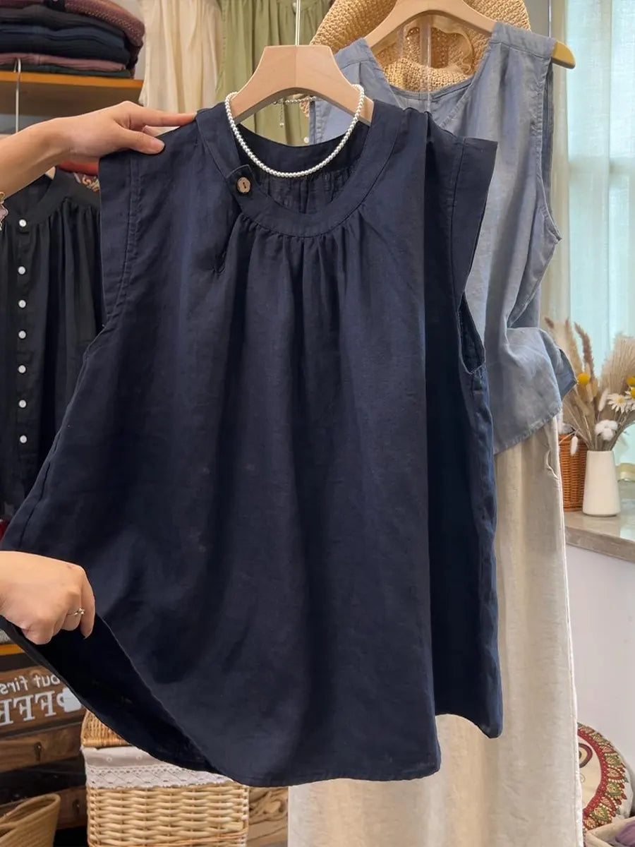 Women's Casual & Stylish Sleeveless Cotton-linen Top