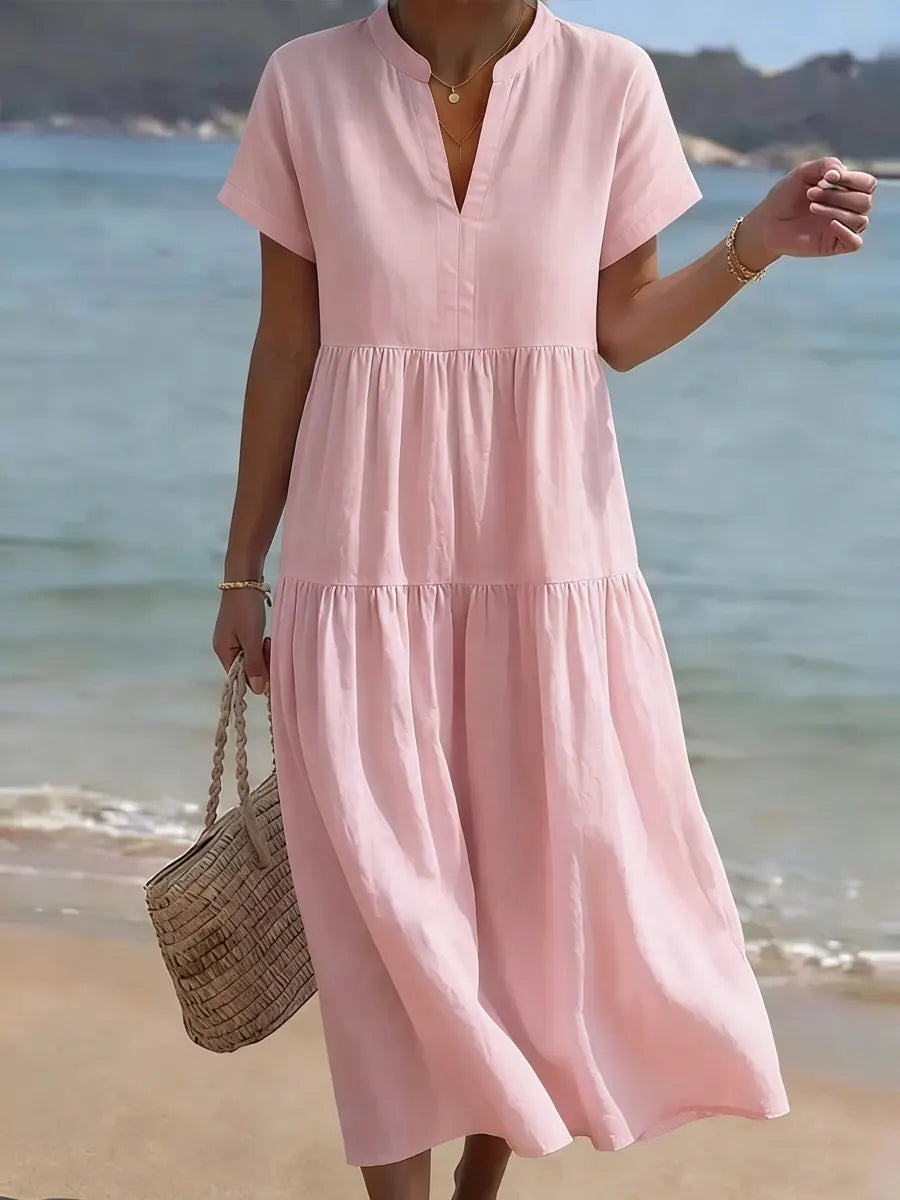 Women's Simple Cotton And Linen Dress